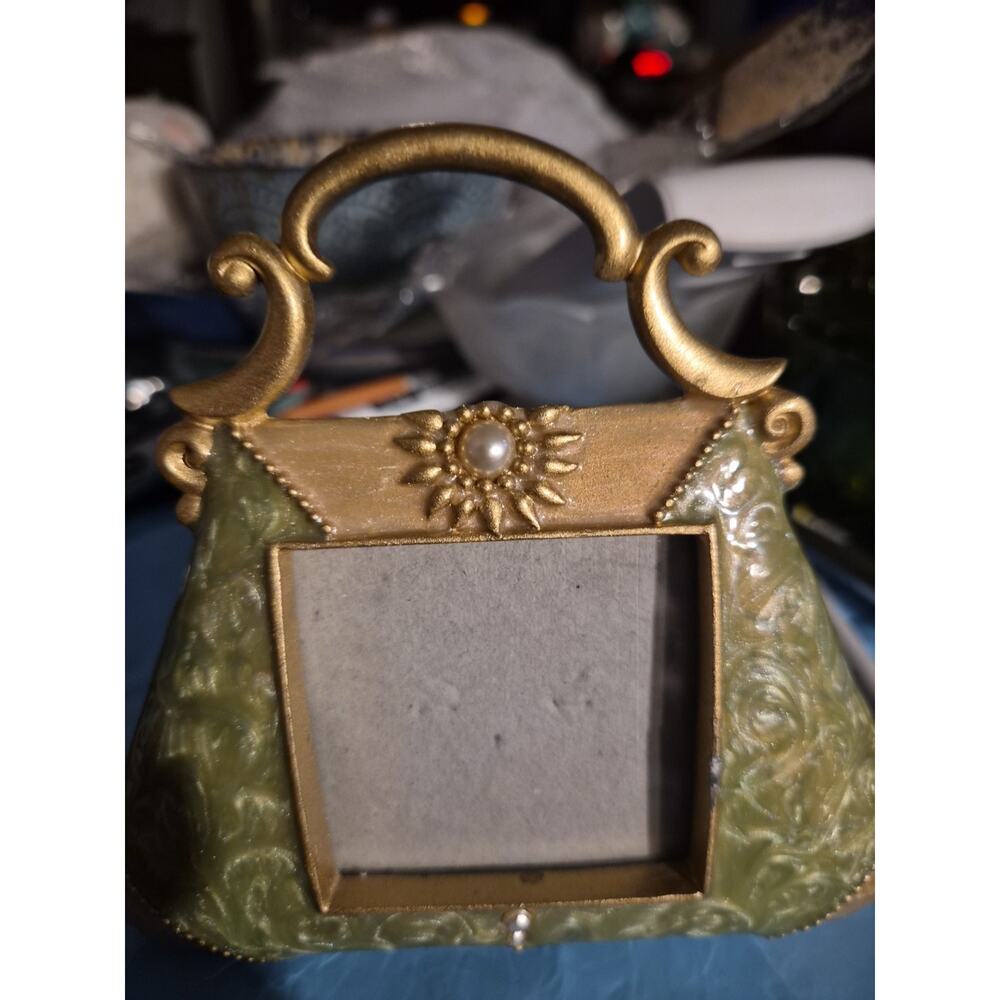 Antique Art Nouveaun Style Figural Picture Frame Looks Like An Small Handbag...